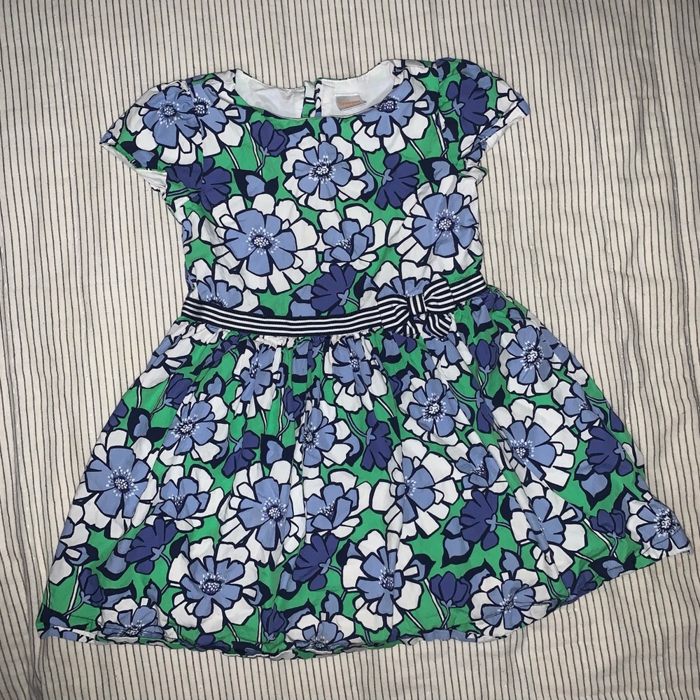 Gymboree Blue and Green Floral Dress 5T